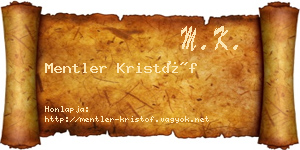 Mentler Kristóf névjegykártya